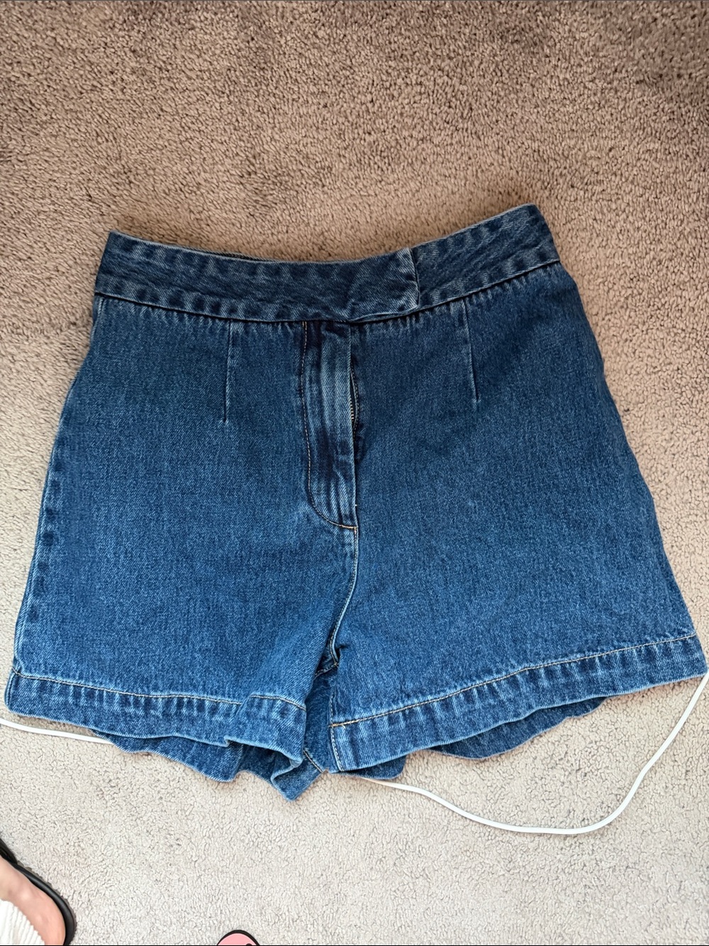 Meshki Dark Blue High-Rise Denim Shorts